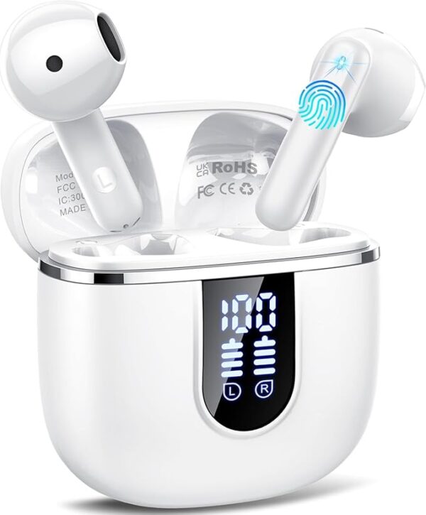 Wireless Earbuds, Bluetooth 5.4 Headphones with 3D Bass Stereo (-86% OFF)